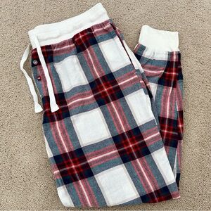 Red & White Plaid Flannel Jogger Pajama Pants  / Christmas Holiday Loungewear